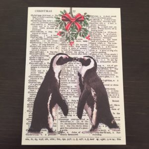 Kerstkaart met pinguins