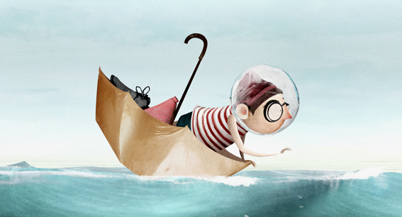 Still met paraplu uit animatie Zeezucht