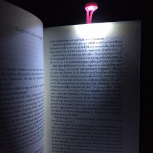 The Really Tiny Book Light by night