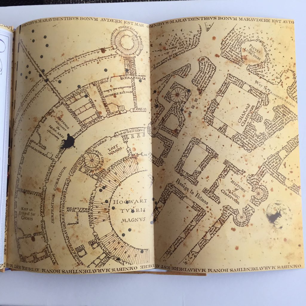 Uitgeklapte kaart van Marauder's map